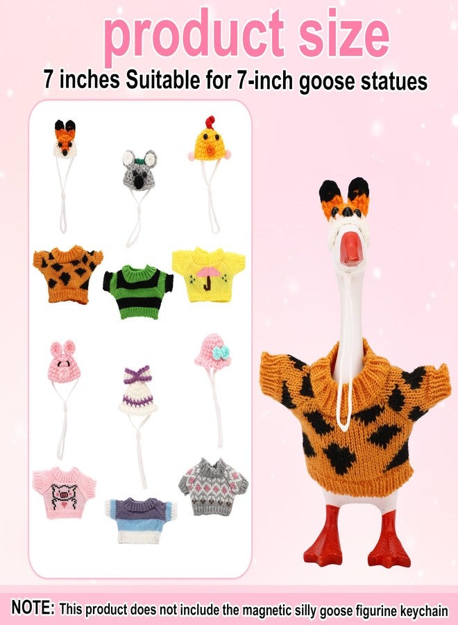 Sinbana 6 Sets Mini Desk Goose Outfits and Hats, Cute Knitted Sweater Clothes for 7 Inch Magnetic Desktop Goose or Keychain Adorable Porch Geese Statue Costumes Headwear Accessories for Home Office Display - Image 2